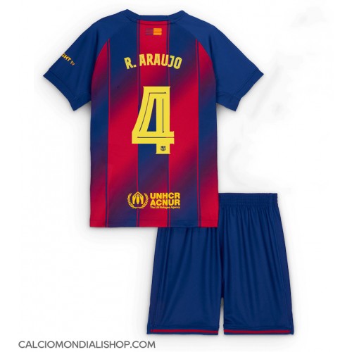 Maglie da calcio Barcelona Ronald Araujo #4 Prima Maglia Bambino 2025-26 Manica Corta (+ Pantaloni corti)